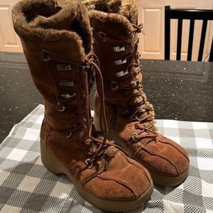 Faux suede and faux fur boots size 8